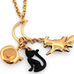 Gold Plated Halloween Charm Necklace with Czech Crystals