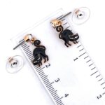 Gold-Plated Witches Cat Earrings with Czech Crystals