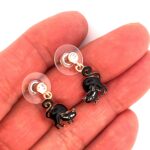 Gold-Plated Witches Cat Earrings with Czech Crystals