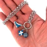 Rhodium Plated Christmas Charm Necklace with Enamel