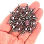 Black Rhodium Spider Web Brooch with Czech Crystals
