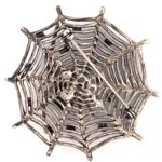 Black Rhodium Spider Web Brooch with Czech Crystals