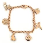 Gold Plated Halloween Charm Bracelet, Czech Crystals