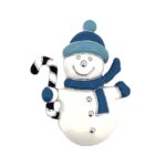 Rhodium Plated Enamel Snowman Christmas Pin Brooch