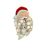 Rhodium Plated Santa Pin Brooch with Czech Crystals 1 Rhodium Plated Santa Pin Brooch with Czech Crystals