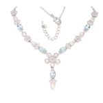 Rhodium Plated Aurora Borealis Czech Crystal Necklace