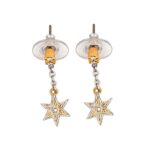 Gold and Rhodium Plated Czech Crystals Star Earrings