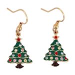 Gold Plated Christmas Tree Earrings with Czech Crystals