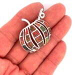 Sterling Silver Pumpkin Brooch with Brown Crushed Opal Resin