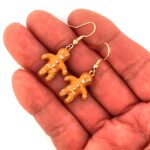 Gold Plated Enamel Gingerbread Man Christmas Earrings