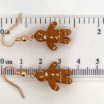 Gold Plated Enamel Gingerbread Man Christmas Earrings