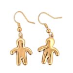 Gold Plated Enamel Gingerbread Man Christmas Earrings