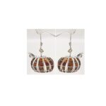 Sterling Silver Brown Opal Resin Pumpkin Drop Earrings