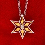 Gold & Rhodium Plated Star Brooch Pendant, Czech Crystal 1 Gold & Rhodium Plated Star Brooch Pendant, Czech Crystal