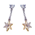Gold and Rhodium Plated Czech Crystals Star Earrings