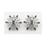 Rhodium Plated Snowflake Earrings with Czech Crystals