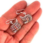 Sterling Silver Brown Opal Resin Pumpkin Drop Earrings