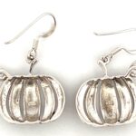 Sterling Silver Brown Opal Resin Pumpkin Drop Earrings