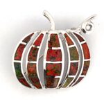 Sterling Silver Pumpkin Brooch with Brown Crushed Opal Resin