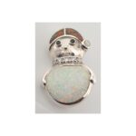 Sterling Silver Snowman Brooch with Crushed Opal Resin