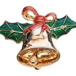 Gold Plated Enamel Christmas Bell Pin Brooch with Clapper