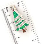 Sterling Silver Christmas Tree Opal Resin Pin Brooch