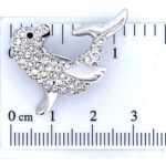 Rhodium Plated Seal Pin Brooch with Czech Crystals 2 Rhodium Plated Seal Pin Brooch with Czech Crystals