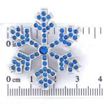 Rhodium Plated Blue Czech Crystal Snowflake Brooch