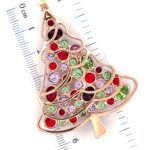 Gold Plated Christmas Tree Brooch with Czech Crystals