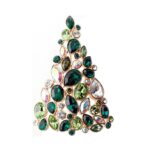 Gold Plated Christmas Tree Brooch with Czech Crystals