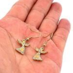 Gold-Plated Angel Drop Earrings with Czech Crystals