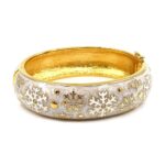 Gold-Plated Snowflake Cuff Bangle with Swarovski Crystals
