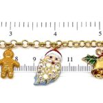 Gold Plated Christmas Charm Bracelet with Czech Crystals