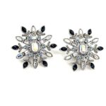 Rhodium Plated Czech Crystal Snowflake Earrings
