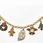 Gold Plated Christmas Charm Bracelet with Czech Crystals