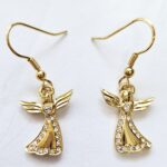 Gold-Plated Angel Drop Earrings with Czech Crystals