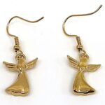 Gold-Plated Angel Drop Earrings with Czech Crystals