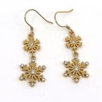 Gold Plated Sterling Silver Snowflake Drop Earrings