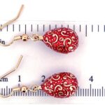 Gold Plated Red Enamel Metal Alloy Bauble Earrings