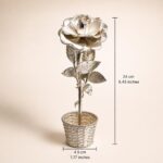 Handmade Sterling Silver Rose Sculpture in Woven Basket