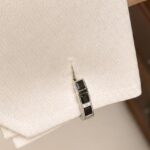 Sterling Silver Black Diamond Architectural Wrap Cufflinks