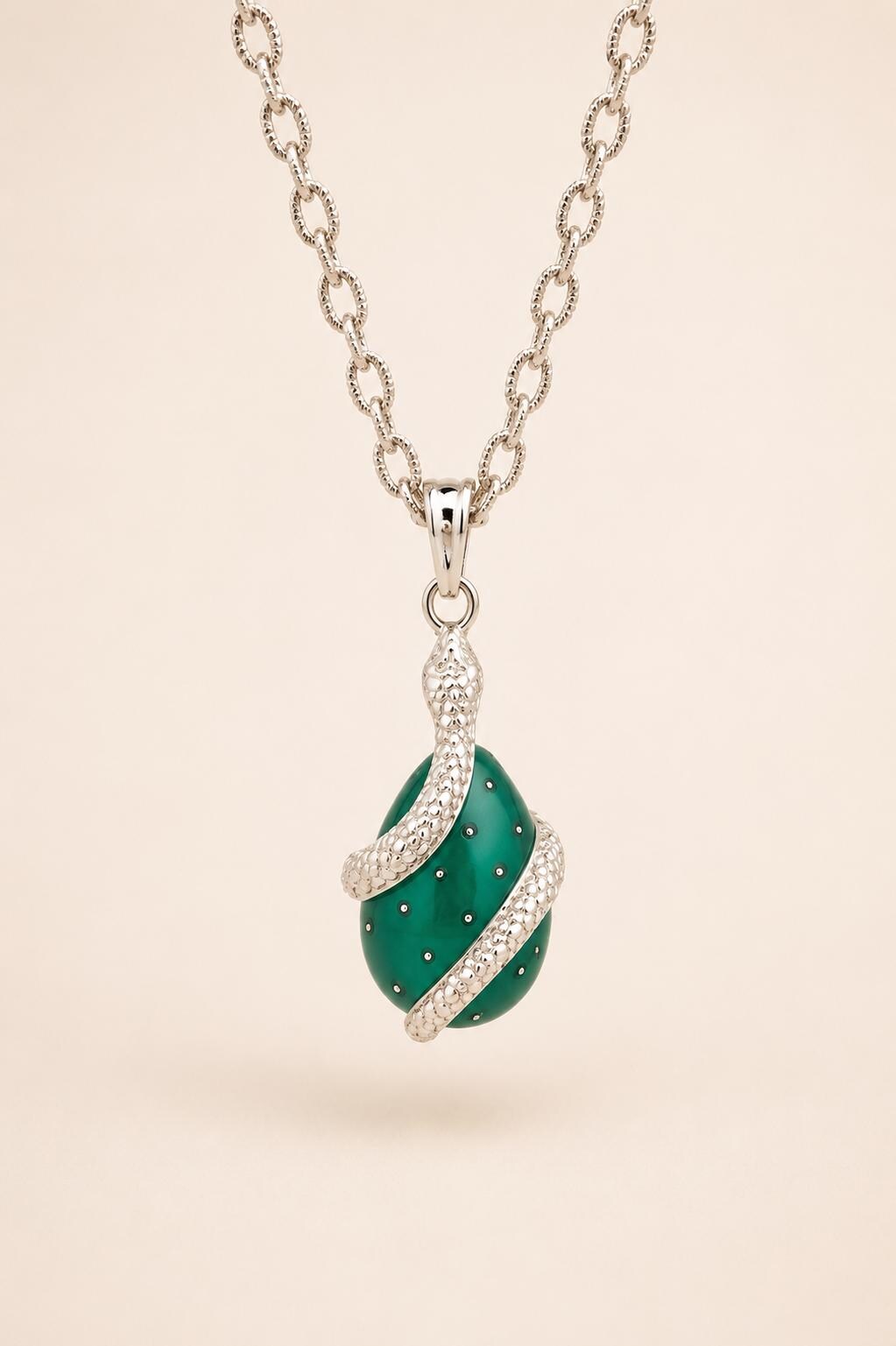 il-fullxfull.8173856568-9y6f-il-fullxfull.8173856568-9y6f.jpg Sterling Silver Snake Wrapped Green Enamel Egg Pendant