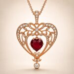 January Garnet Swarovski Crystal Heart Pendant Necklace