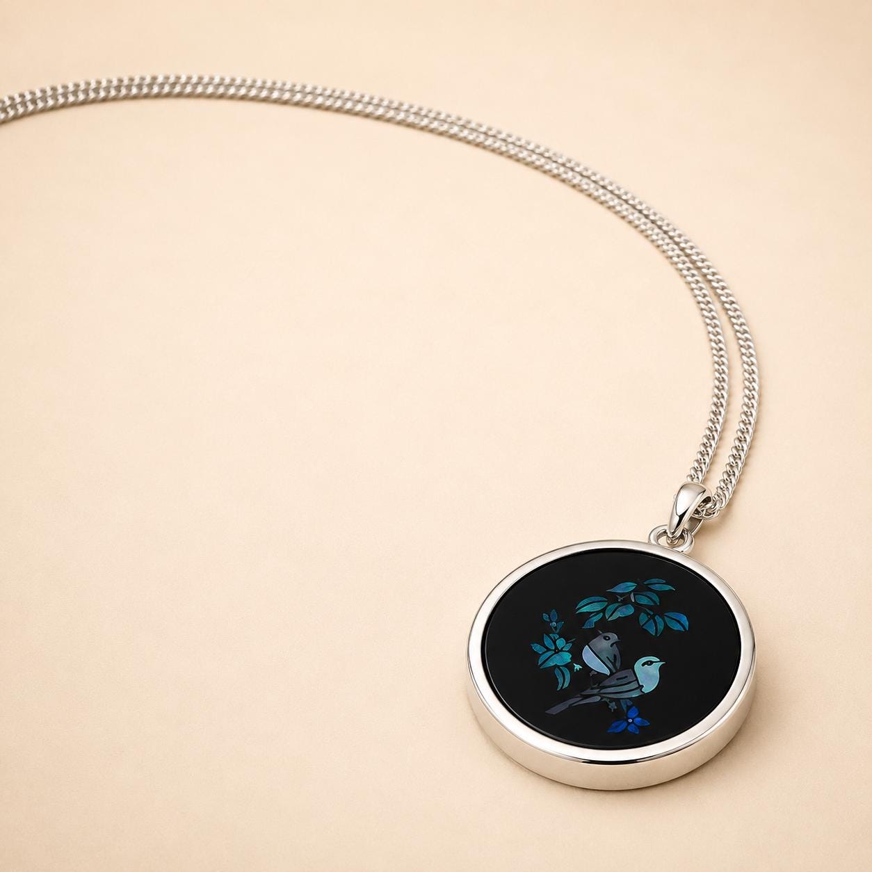 il-fullxfull.8429216681-hhrb-il-fullxfull.8429216681-hhrb-1.jpg Vintage Sterling Silver Opal Mosaic Bird Pendant Necklace