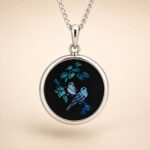 Vintage Sterling Silver Opal Mosaic Bird Pendant Necklace 1 Vintage Sterling Silver Opal Mosaic Bird Pendant Necklace