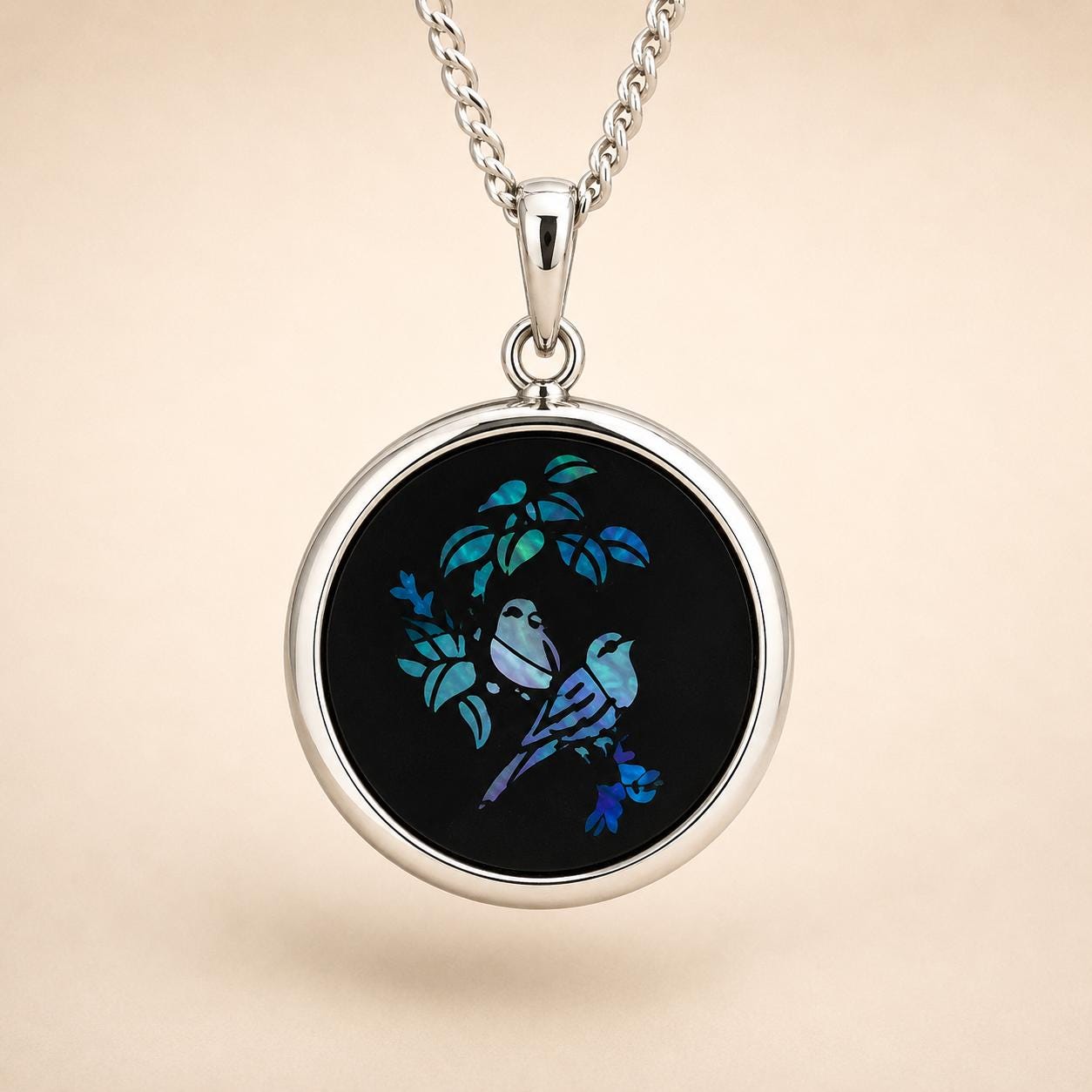 il-fullxfull.8429217359-tkjp-il-fullxfull.8429217359-tkjp-1.jpg Vintage Sterling Silver Opal Mosaic Bird Pendant Necklace