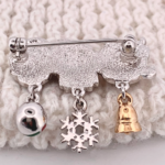 Rhodium-Plated Enamel Christmas Cat Trio Pin Brooch 38 JB259 gallery image