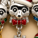 Rhodium-Plated Enamel Christmas Cat Trio Pin Brooch 20 JB259 gallery image