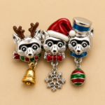 Rhodium-Plated Enamel Christmas Cat Trio Pin Brooch 16 JB259 hero image