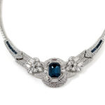Art Deco Sapphire Blue Czech Crystal Snake Chain Choker 10 ADC27 gallery image